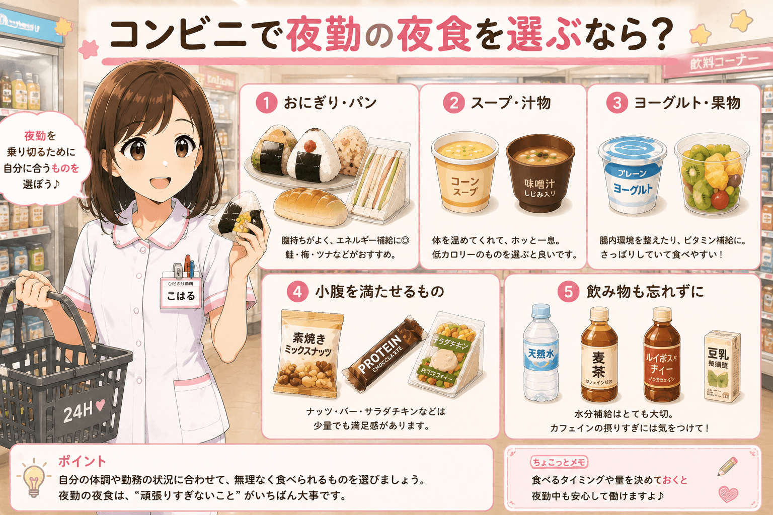 コンビニで夜勤の夜食を選ぶポイント