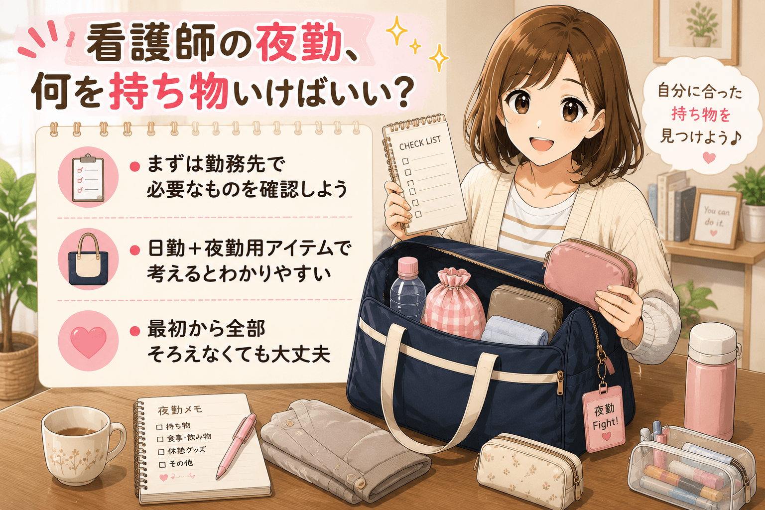 看護師の夜勤に何を持っていけばいいかを紹介