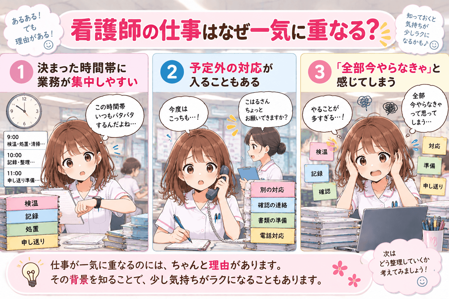 看護師の仕事が一気に重なりやすい理由