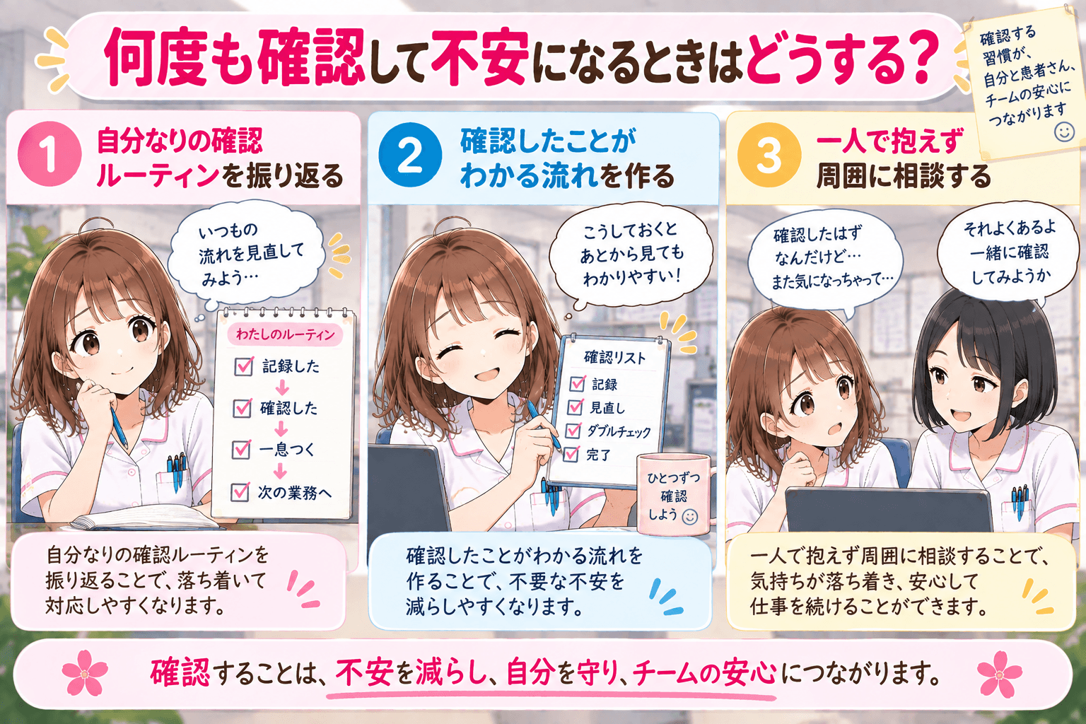 看護師が何度も確認して不安になるときの仕事の整理方法
