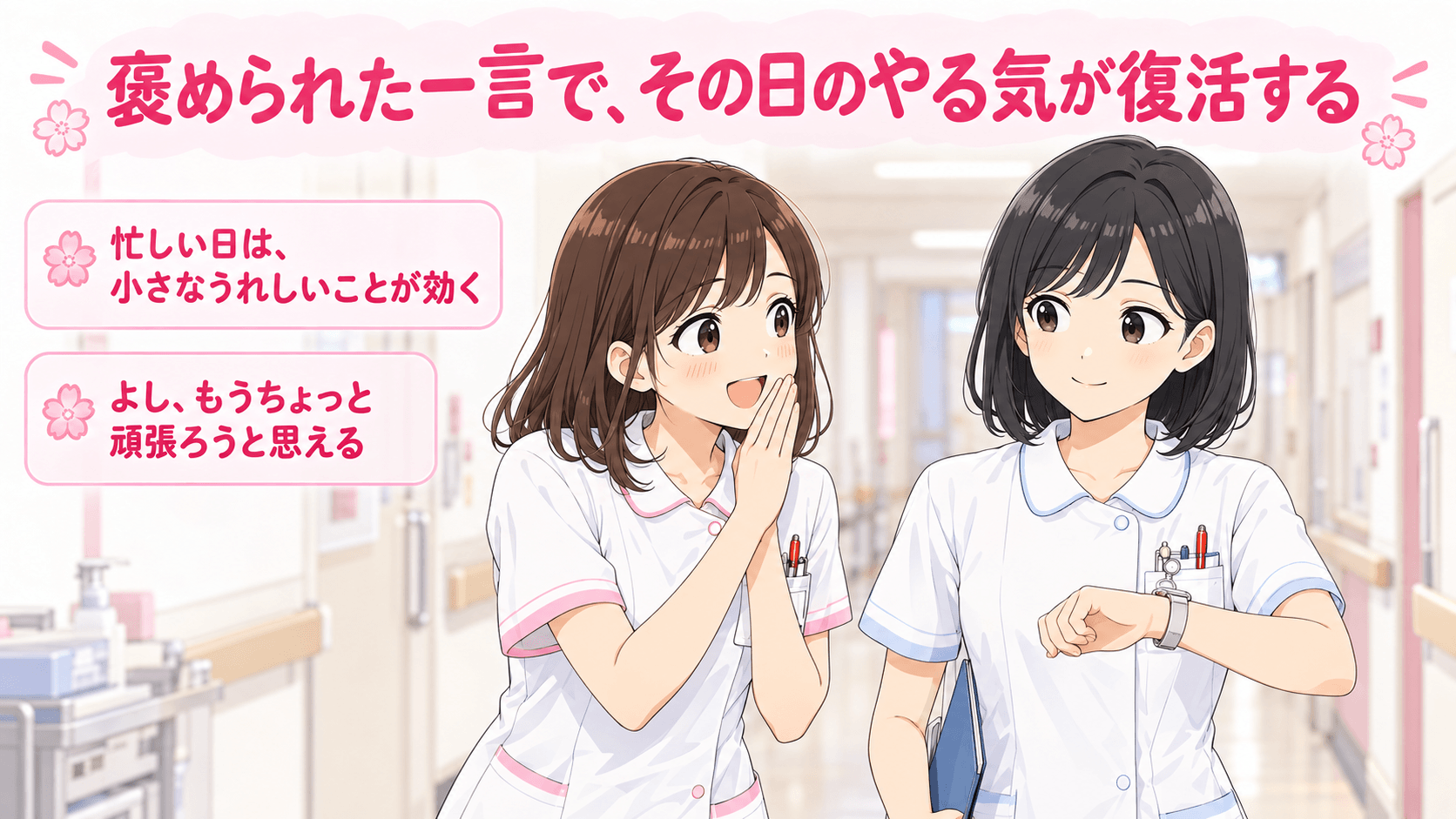 褒められたことをうれしそうにみなみへ報告するこはる