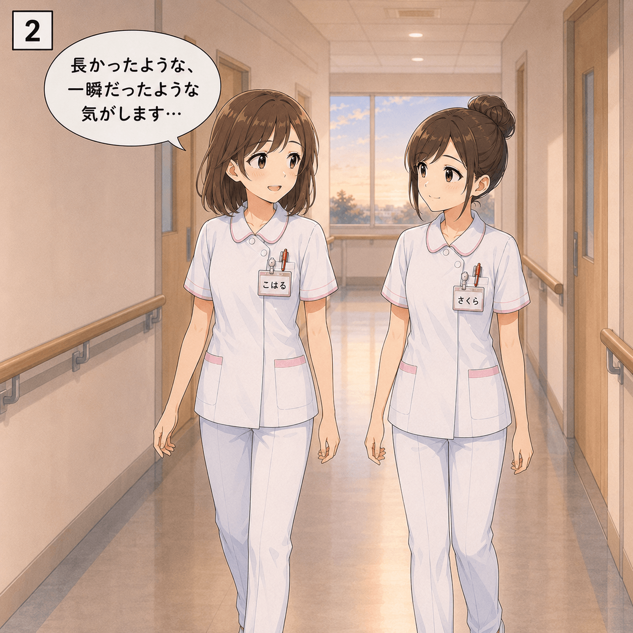 夜勤明け朝日 2コマ目
