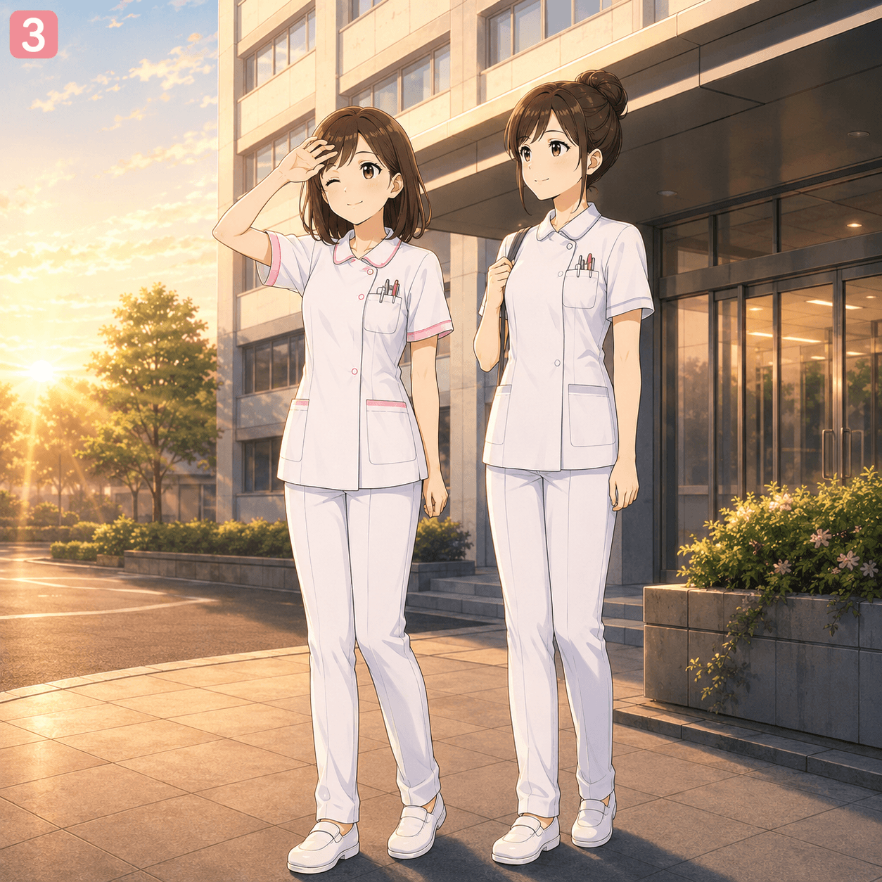 夜勤明け朝日 3コマ目