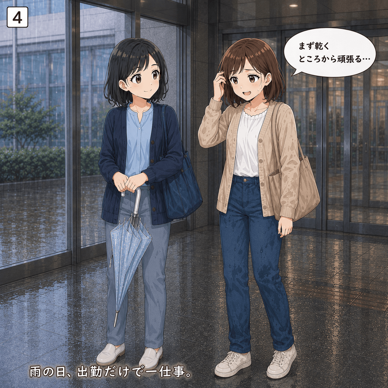 雨の日出勤 4コマ目