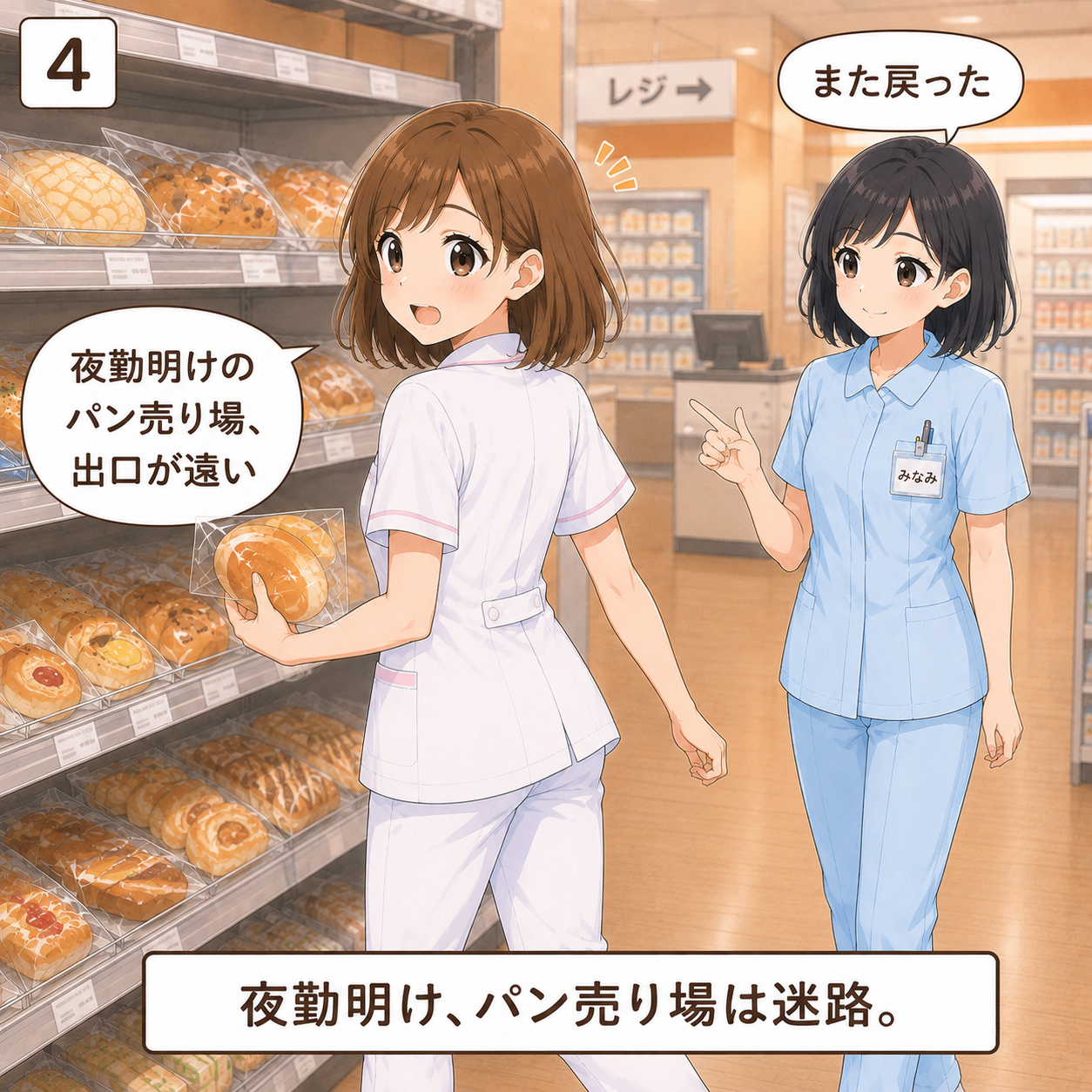 夜勤明けパン 4コマ目