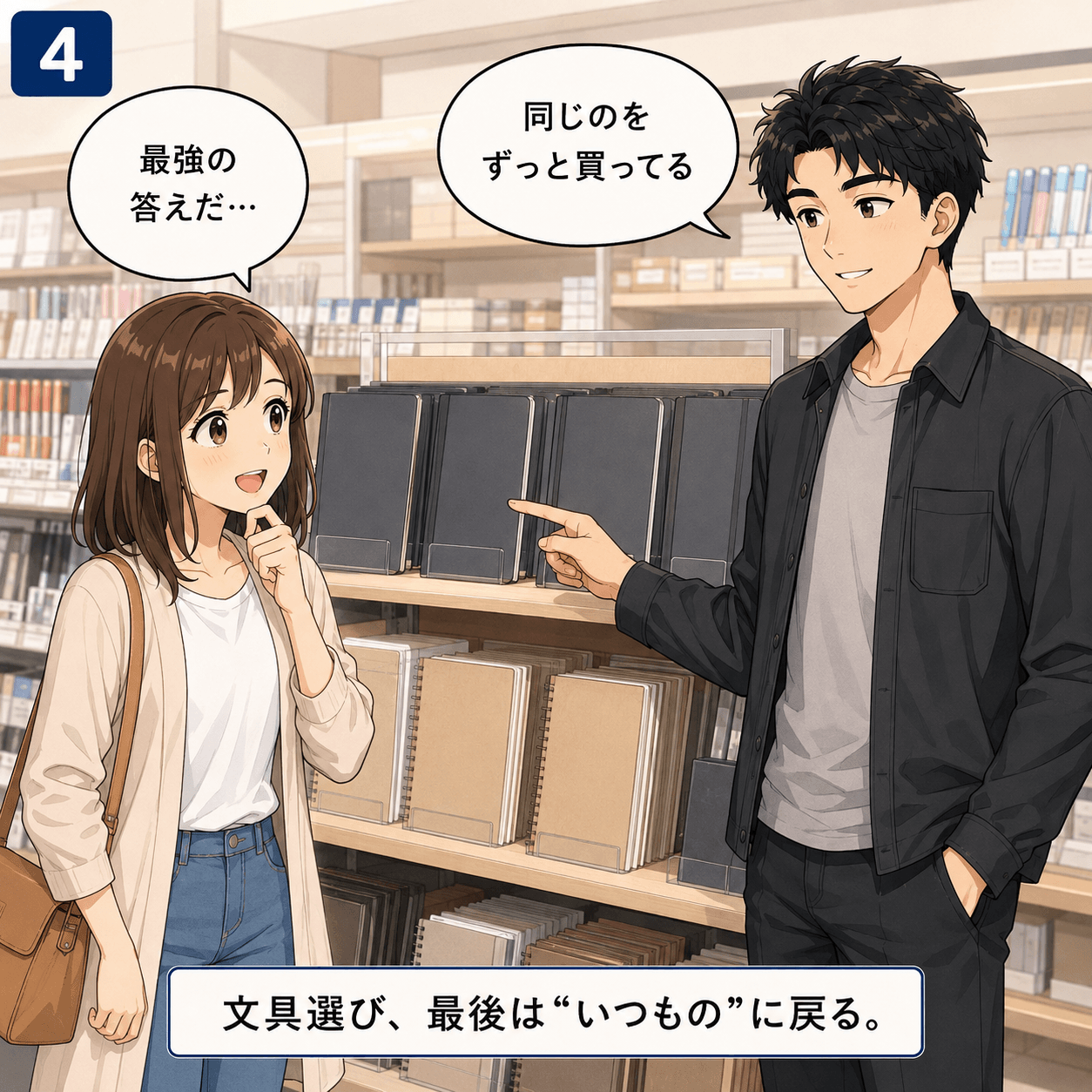 メモ帳選び 4コマ目