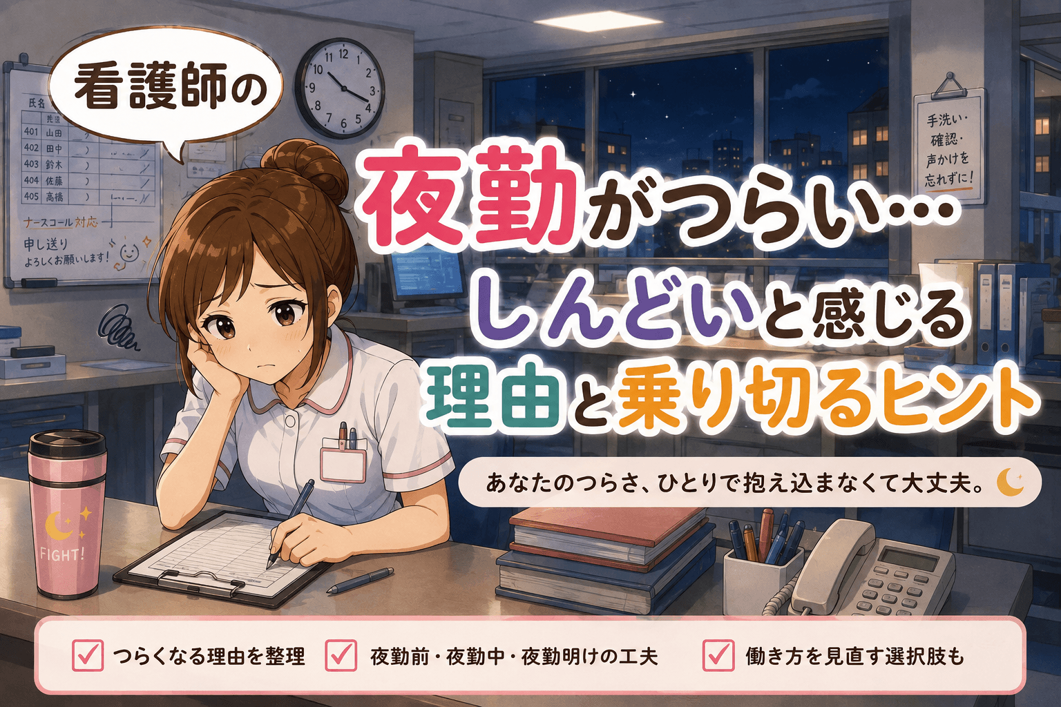 看護師の夜勤がつらい…しんどいと感じる理由と乗り切るヒント