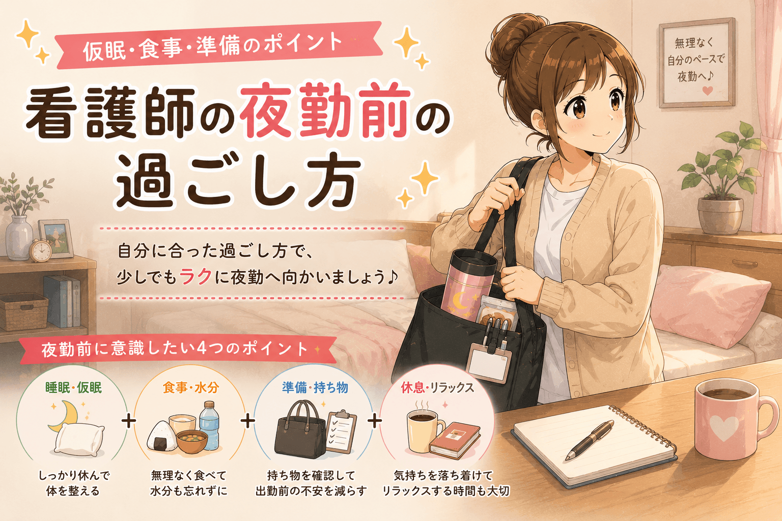看護師の夜勤前はどう過ごす？仮眠・食事・準備のポイント