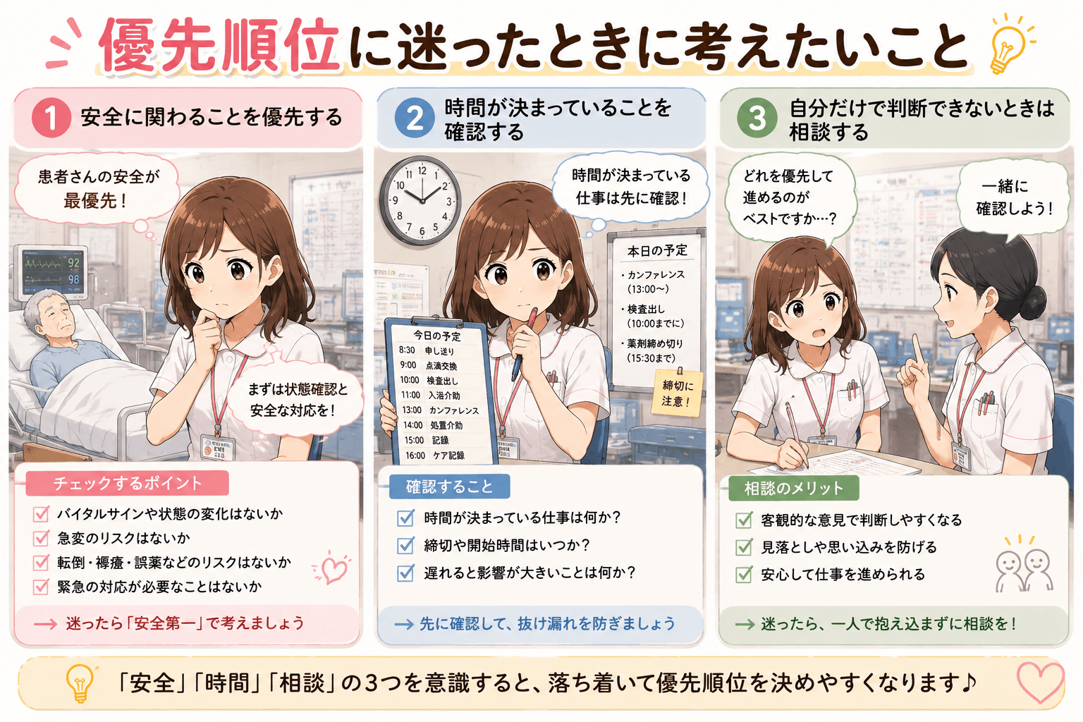 看護師が優先順位に迷ったときに考えたいこと