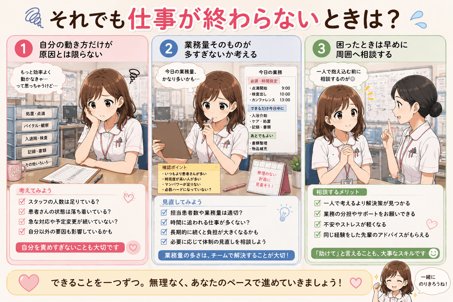 それでも看護師の仕事が終わらないときに考えたいこと