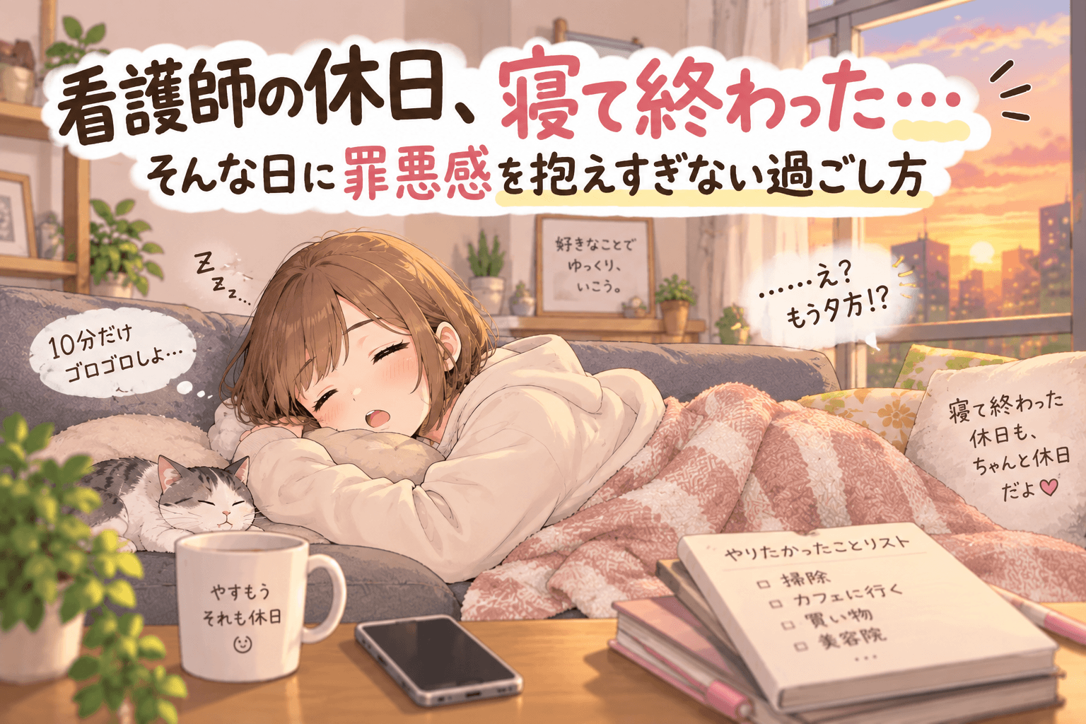 看護師の休日、寝て終わった…そんな日に罪悪感を抱えすぎない過ごし方