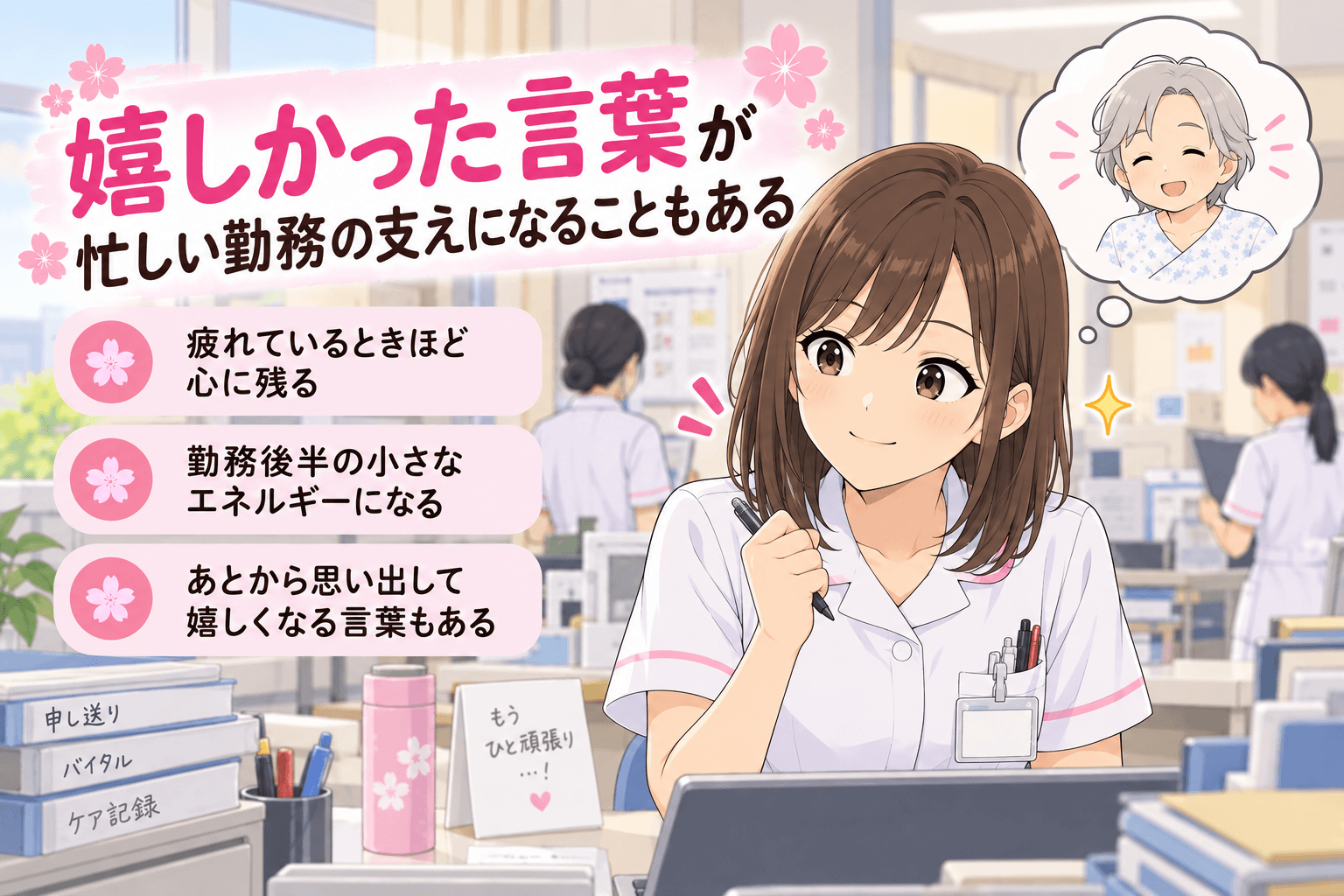 患者さんの嬉しい言葉が忙しい勤務の支えになる看護師