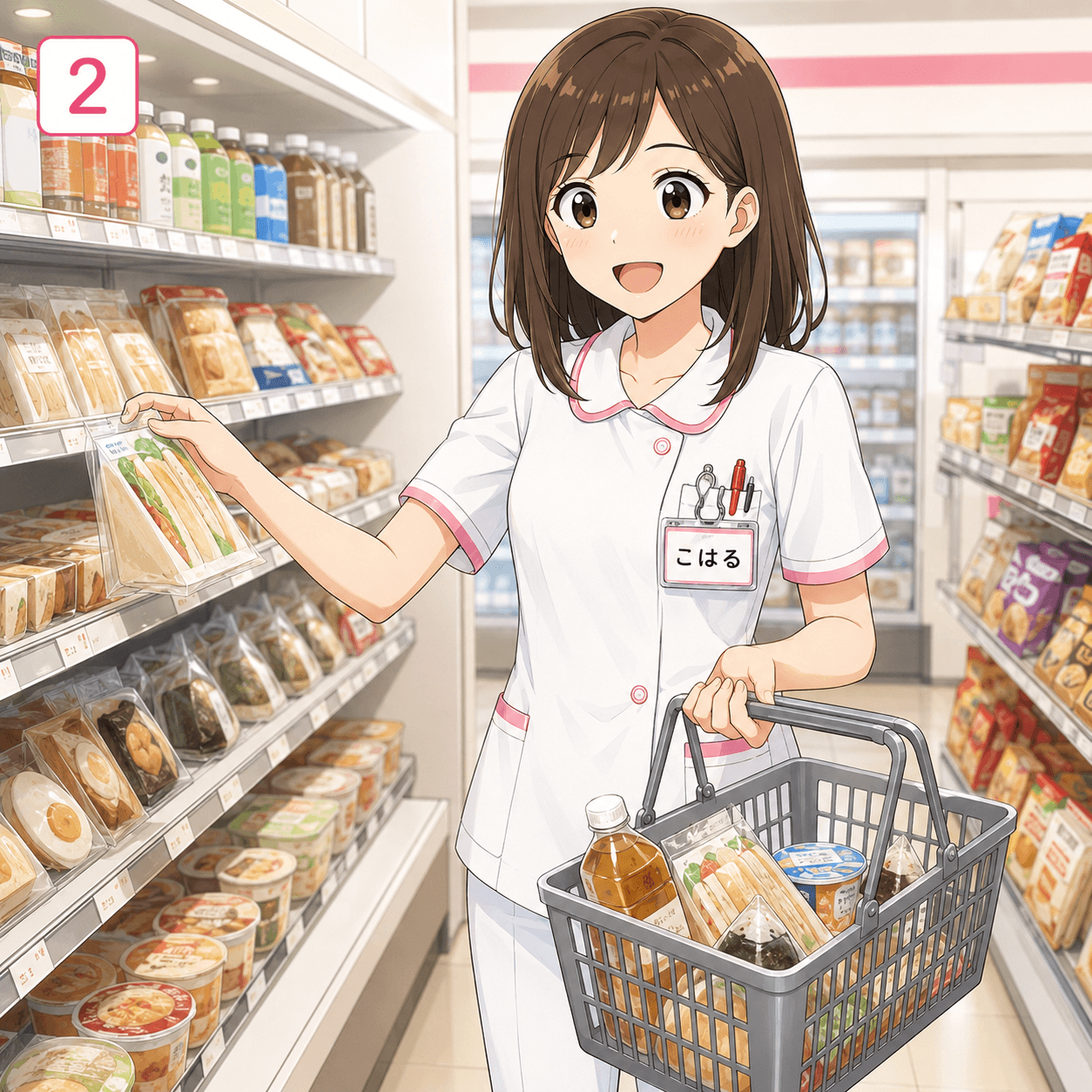 看護師あるある4コマ 夜勤明けコンビニ 2コマ目