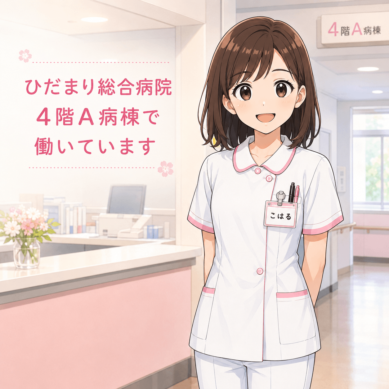 ひだまり総合病院4階A病棟で働くこはる